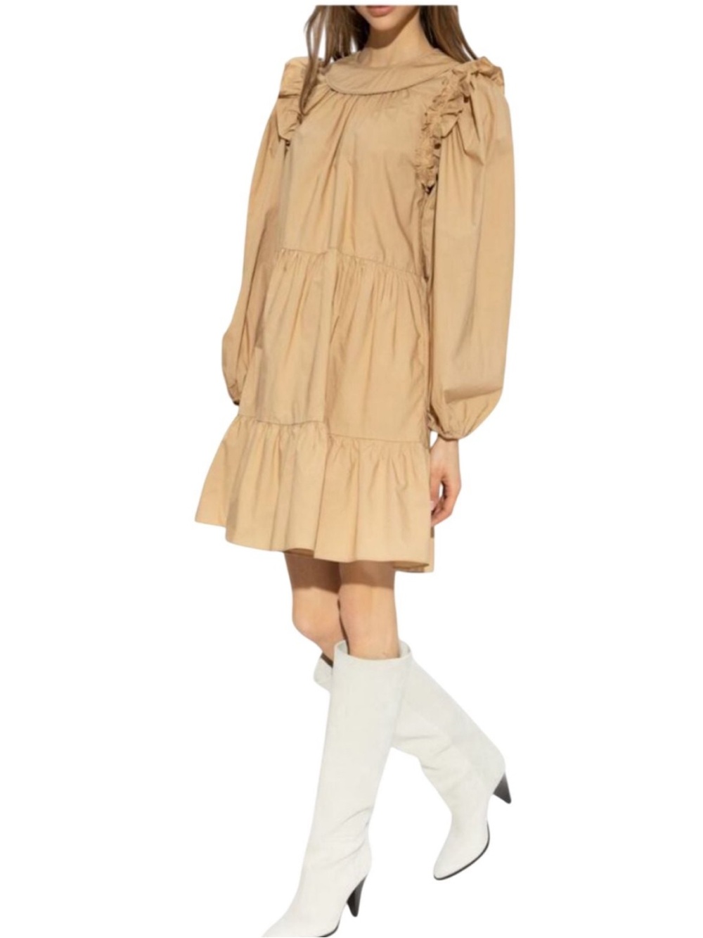 Ulla Johnson Rhea Tiered Long Sleeve Mini Boho Cotton Dress Size 8